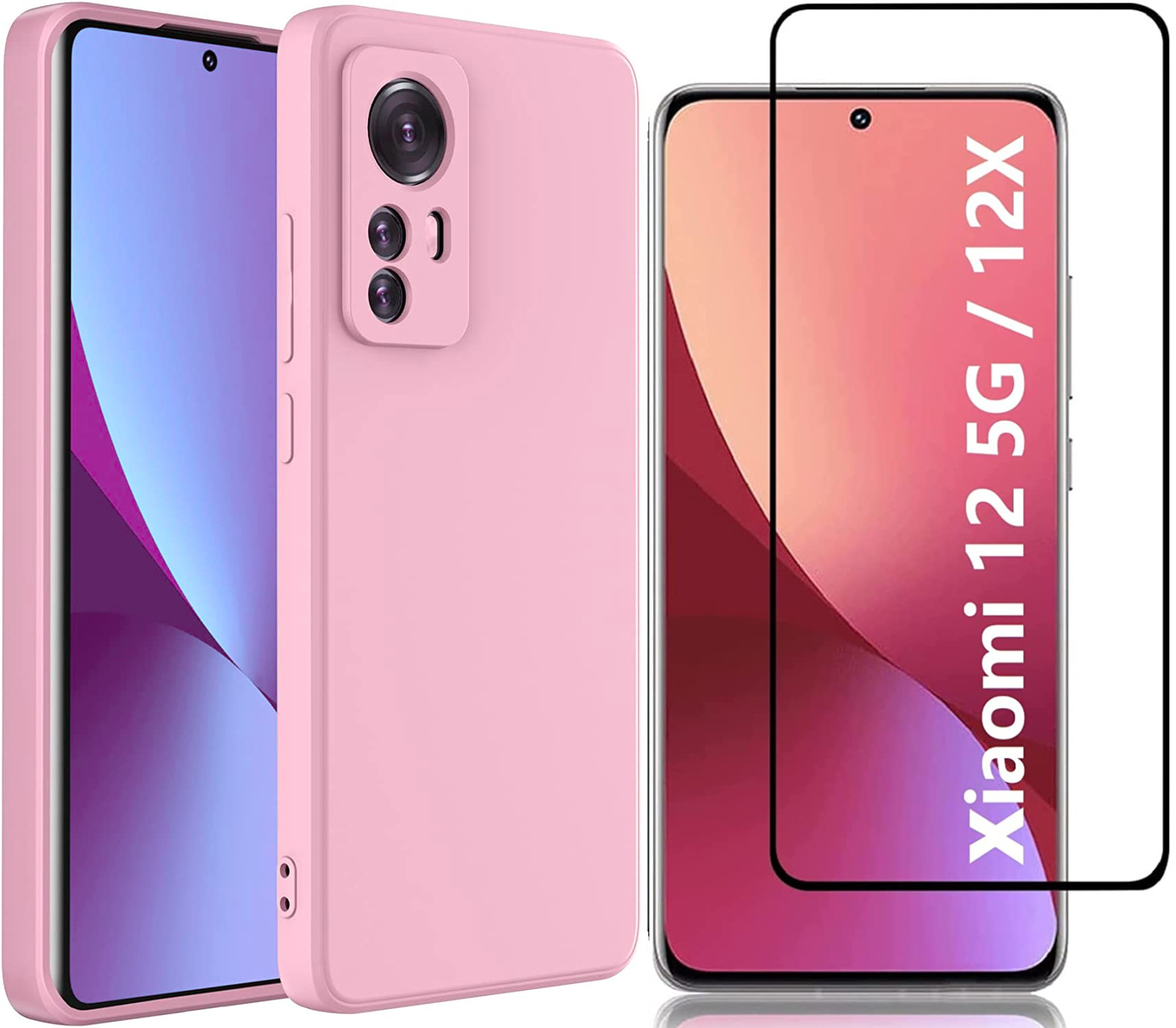 coque-silicone-rose-xiaomi-12-12x-verre-trempe