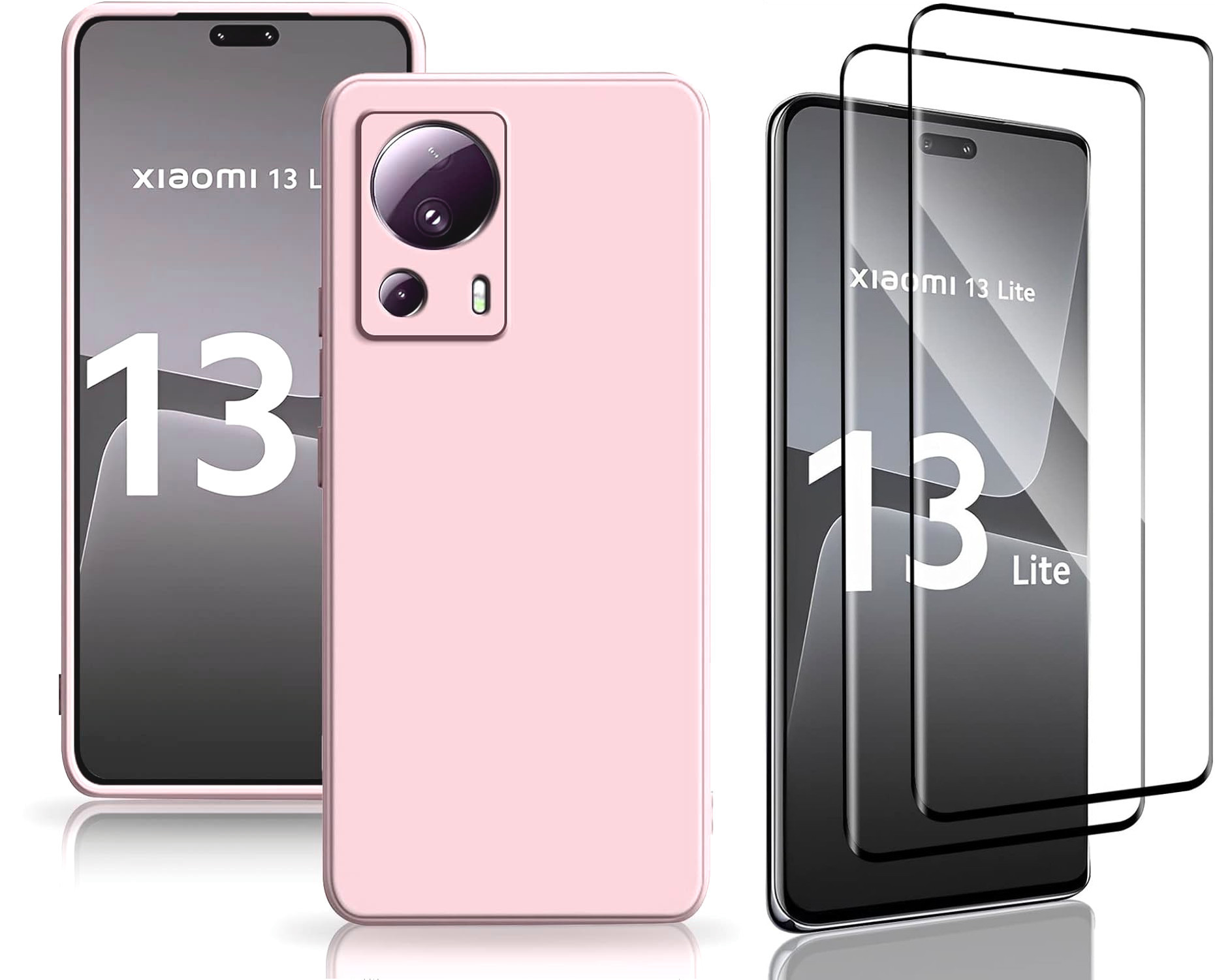 coque-silicone-rose-verre-trempe-x2-xiaomi-13-lite-5g-little-boutik
