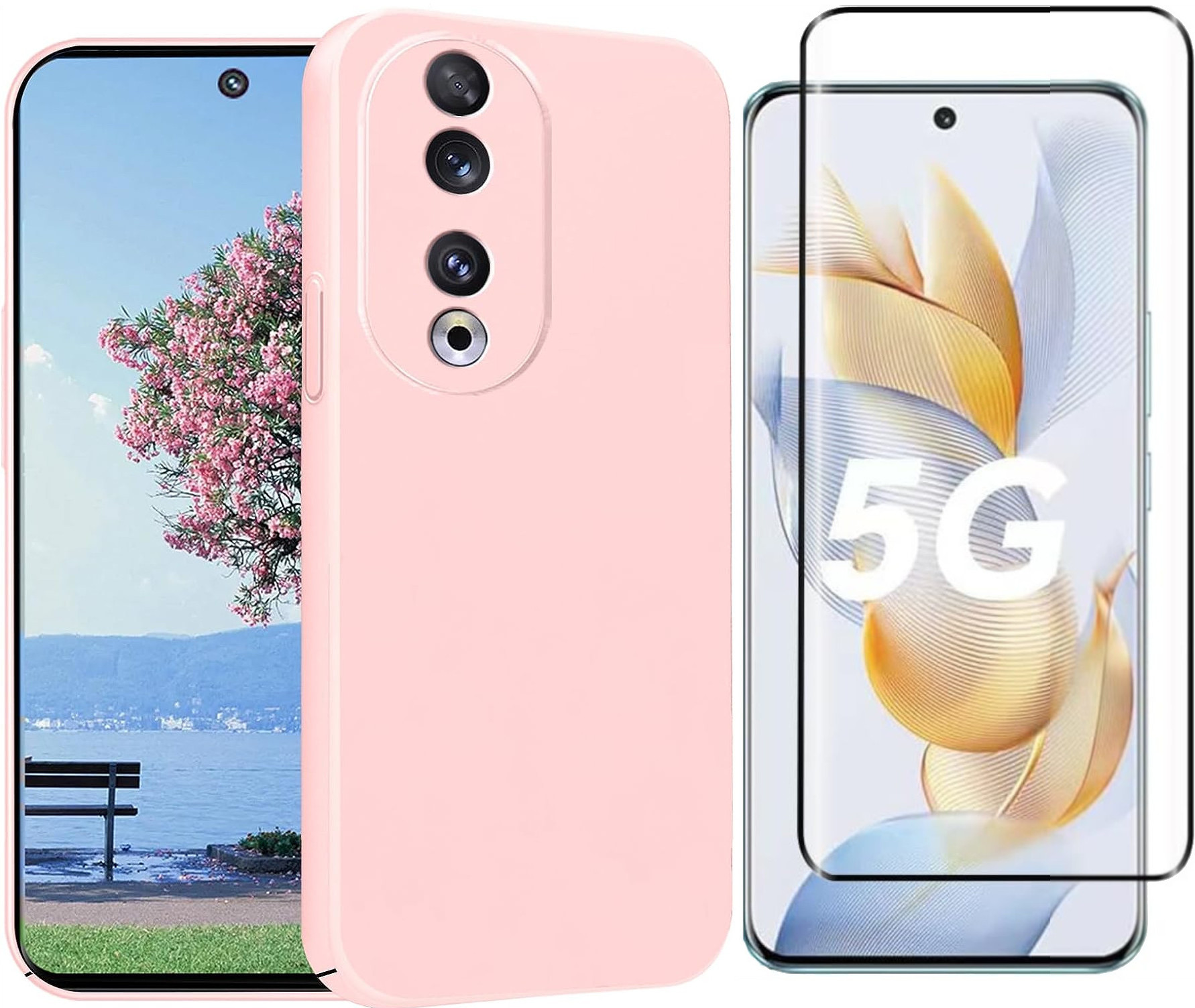coque-rose-verre-trempe-honor-90-5g-little-boutik