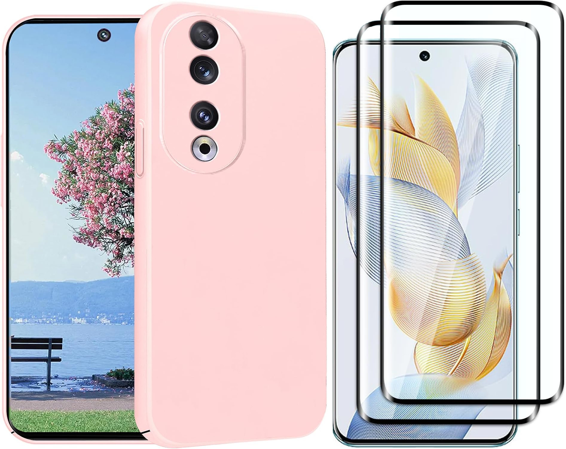 coque-rose-verre-trempe-x2-honor-90-5g-little-boutik