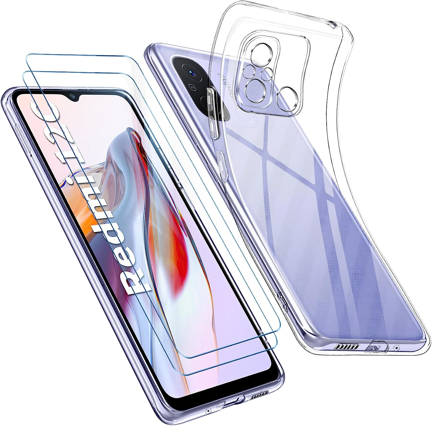 coque-transparente-redmi-12c-verre-trempe-x2-little-boutik