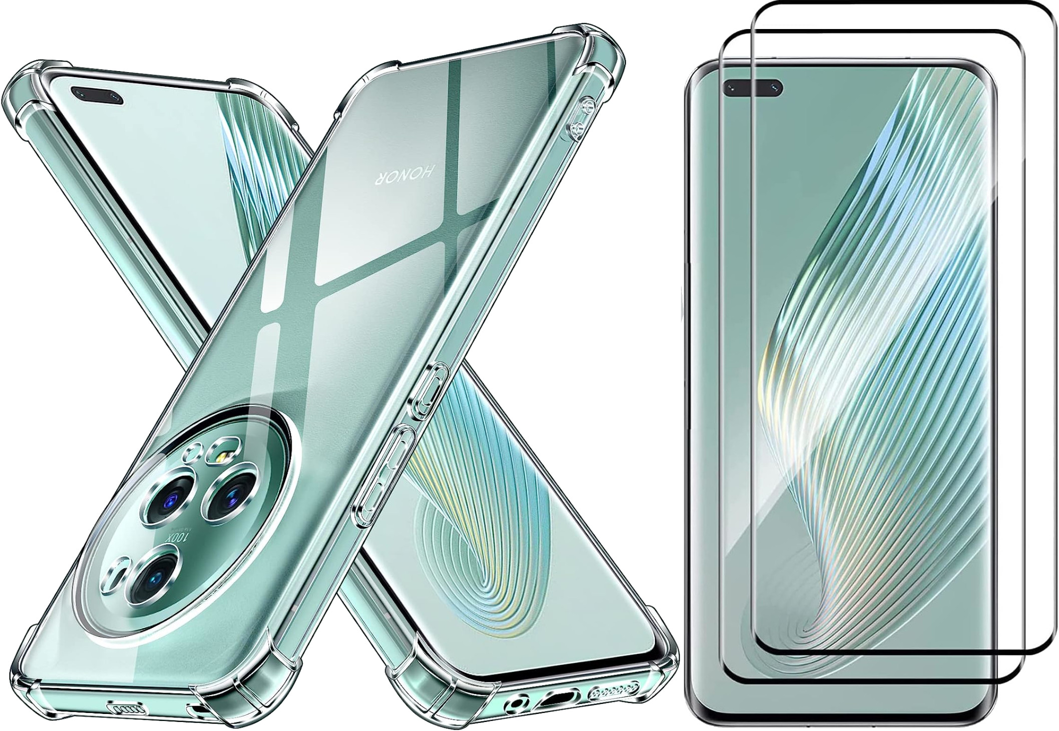 coque-transparente-4-coins-renforces-silicone-verre-trempe-x2-honor-magic-5-pro-little-boutik