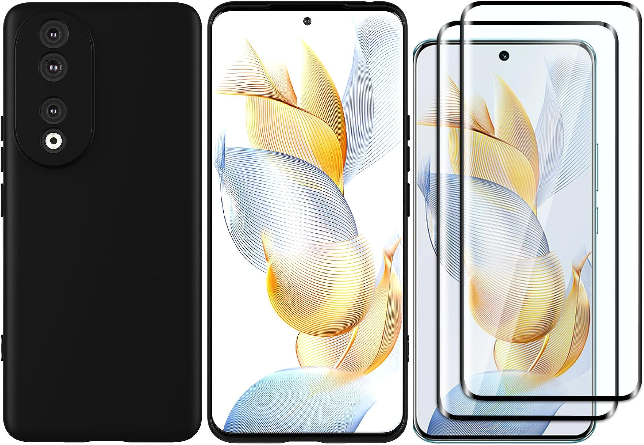 coque-noir-verre-trempe-x2-honor-90-5g-little-boutik
