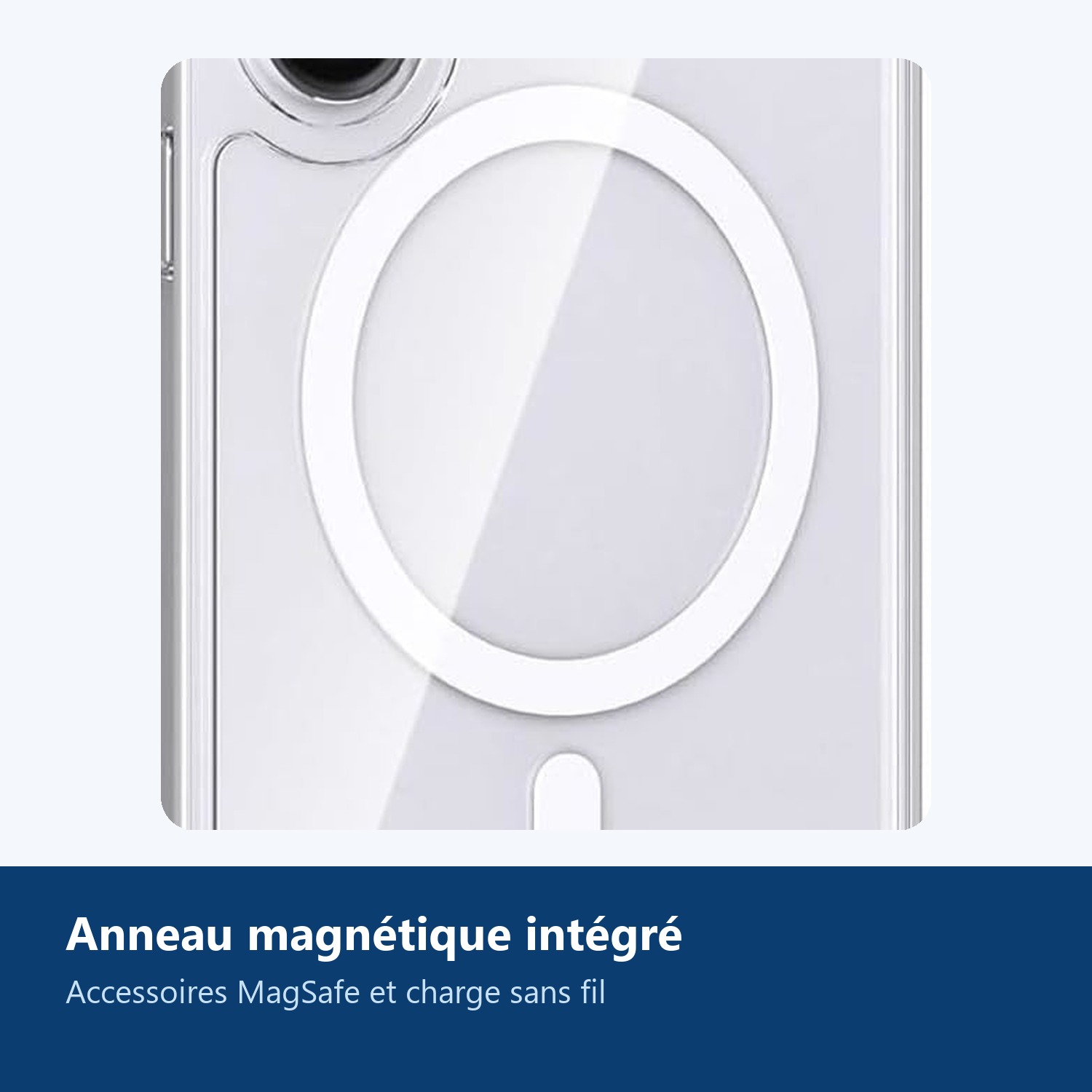 Anneau magnétique intégré compatible MagSafe et charge sans fil