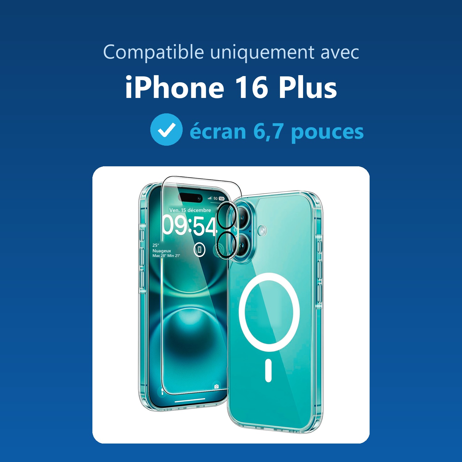 Compatible uniquement avec iPhone 16 Plus, écran 6,7 pouces