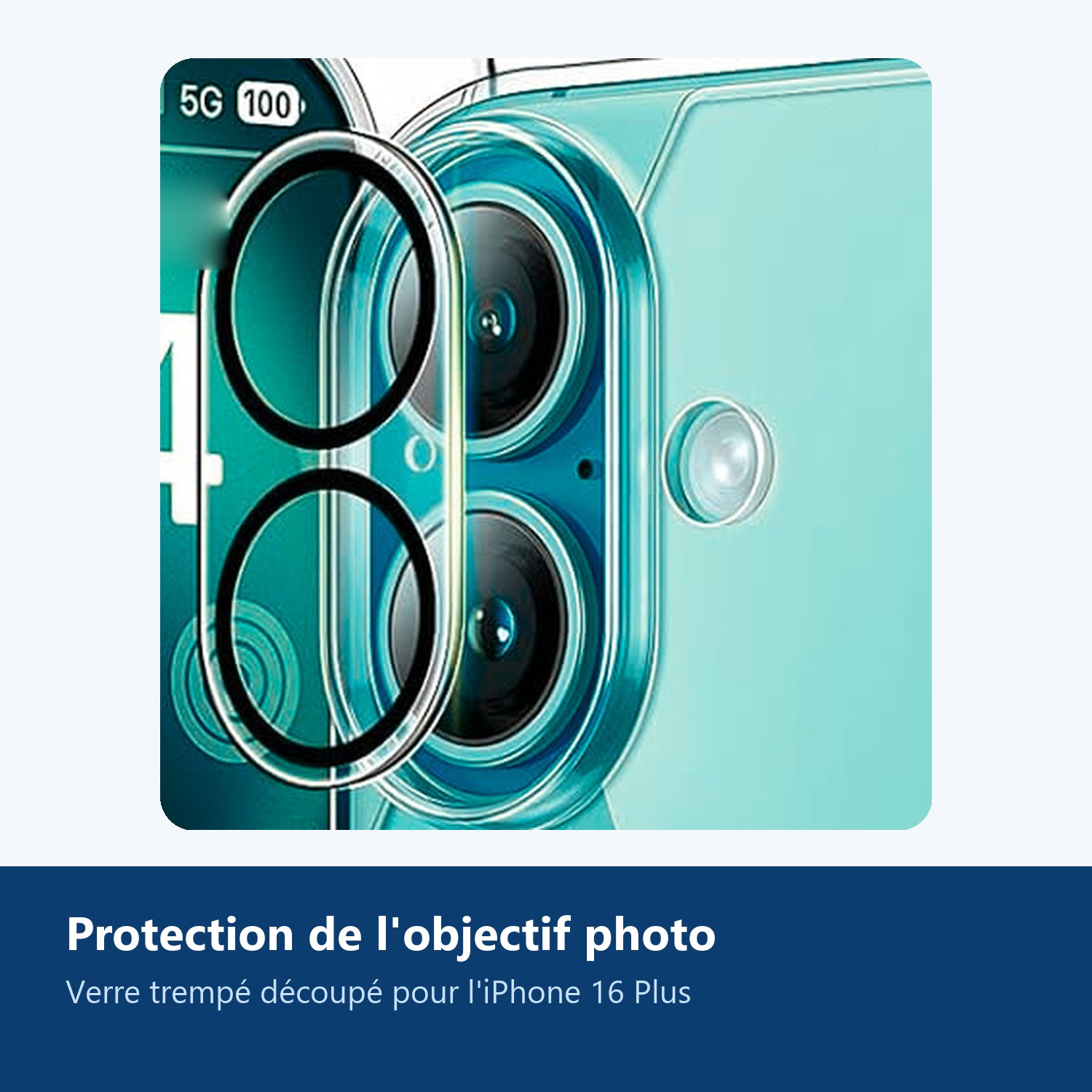 Protection en verre trempé pour lobjectif photo de liPhone 16 Plus