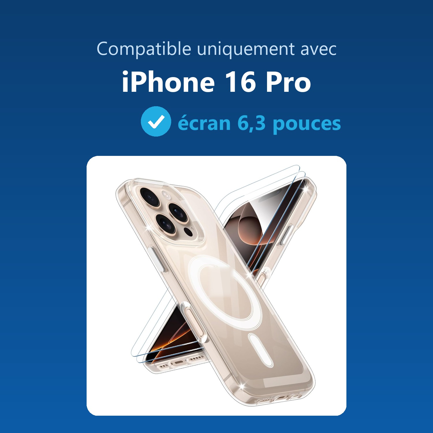 Compatible uniquement avec iPhone 16 Pro, écran 6,3 pouces
