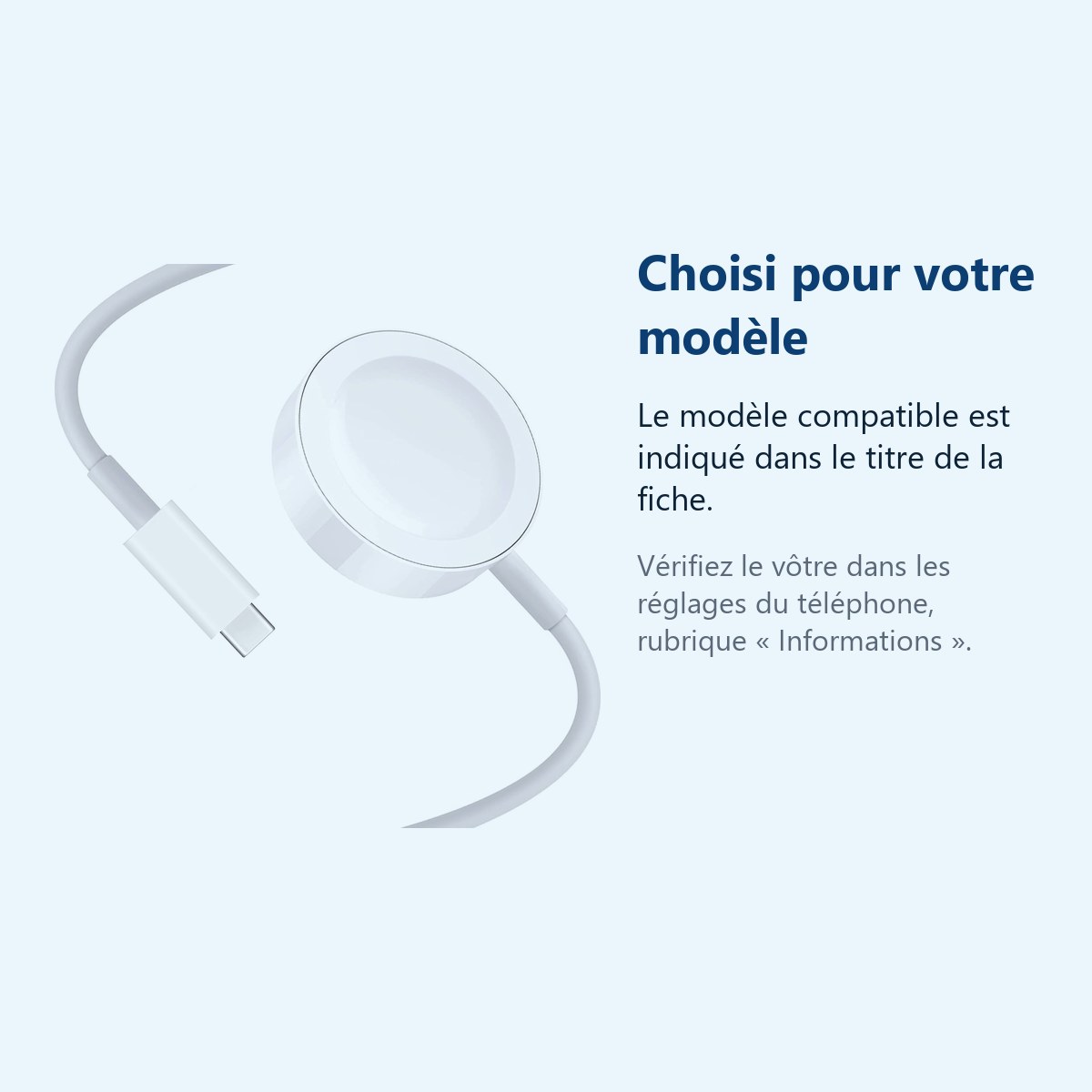 Accessoire ajusté au modèle exact – Chargeur Blanc Rapide pour Watch et Cable de Charge Rapide USB‑C