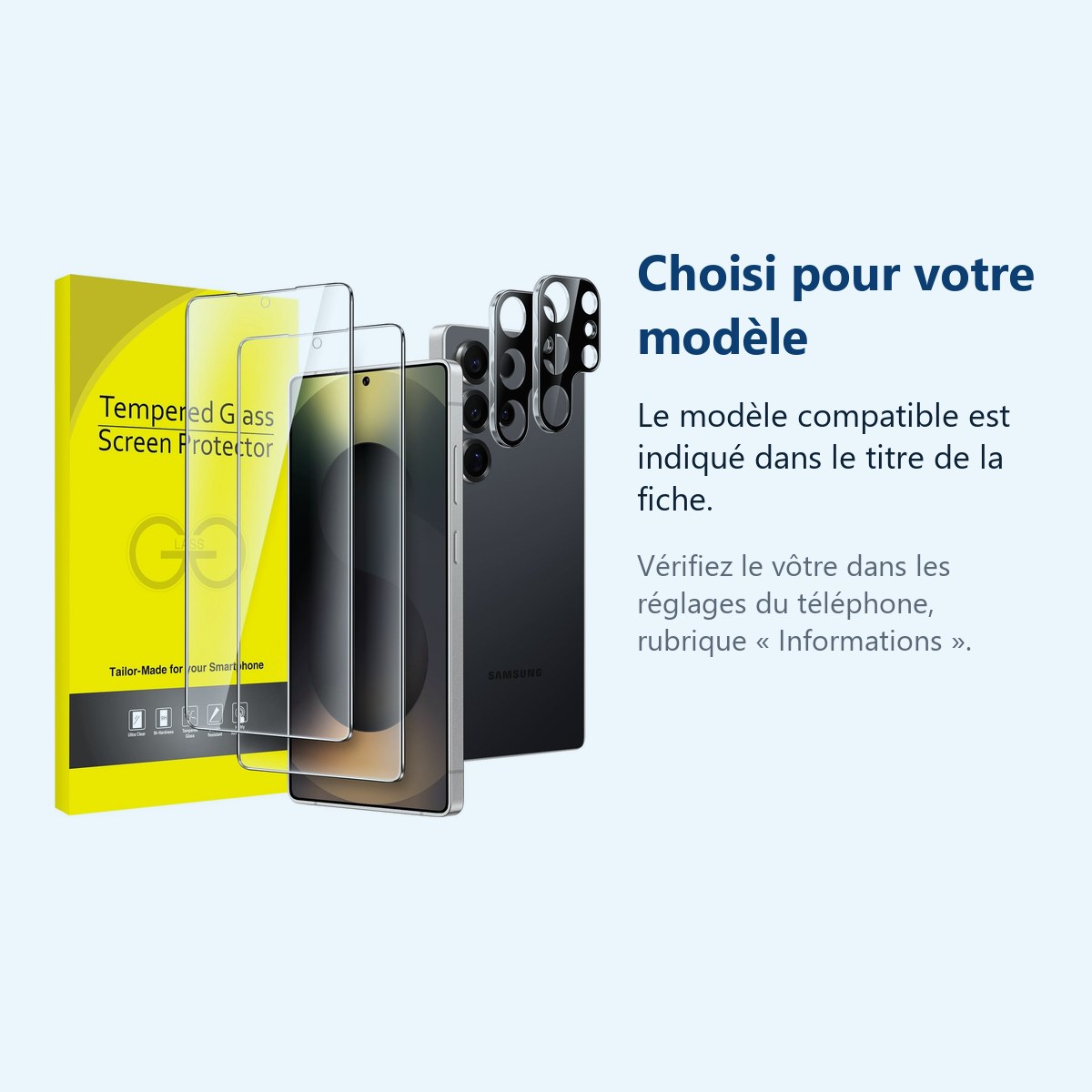 Accessoire ajusté au modèle exact – Verres Trempes et Protections Camera Arriere X2 Pour Samsung Galaxy S25 Ultra