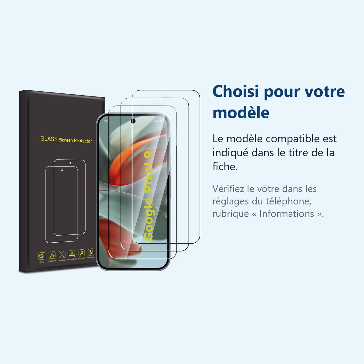 Accessoire ajusté au modèle exact – Verres Trempes X3 Pour Google Pixel 9