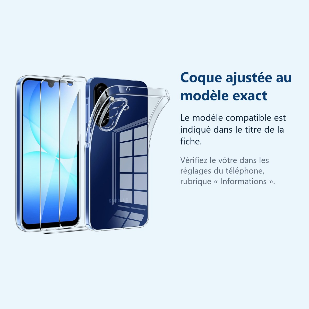 Accessoire ajusté au modèle exact – Coque Silicone Transparente + 2 Verres Trempes Pour Samsung Galaxy A17