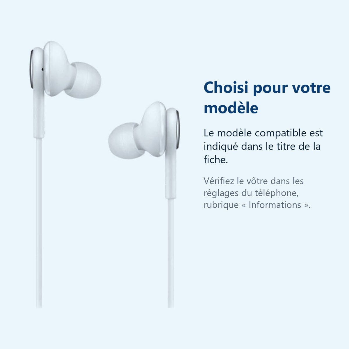 Accessoire ajusté au modèle exact – Ecouteurs Intra-Auriculaire Blanc Type C -