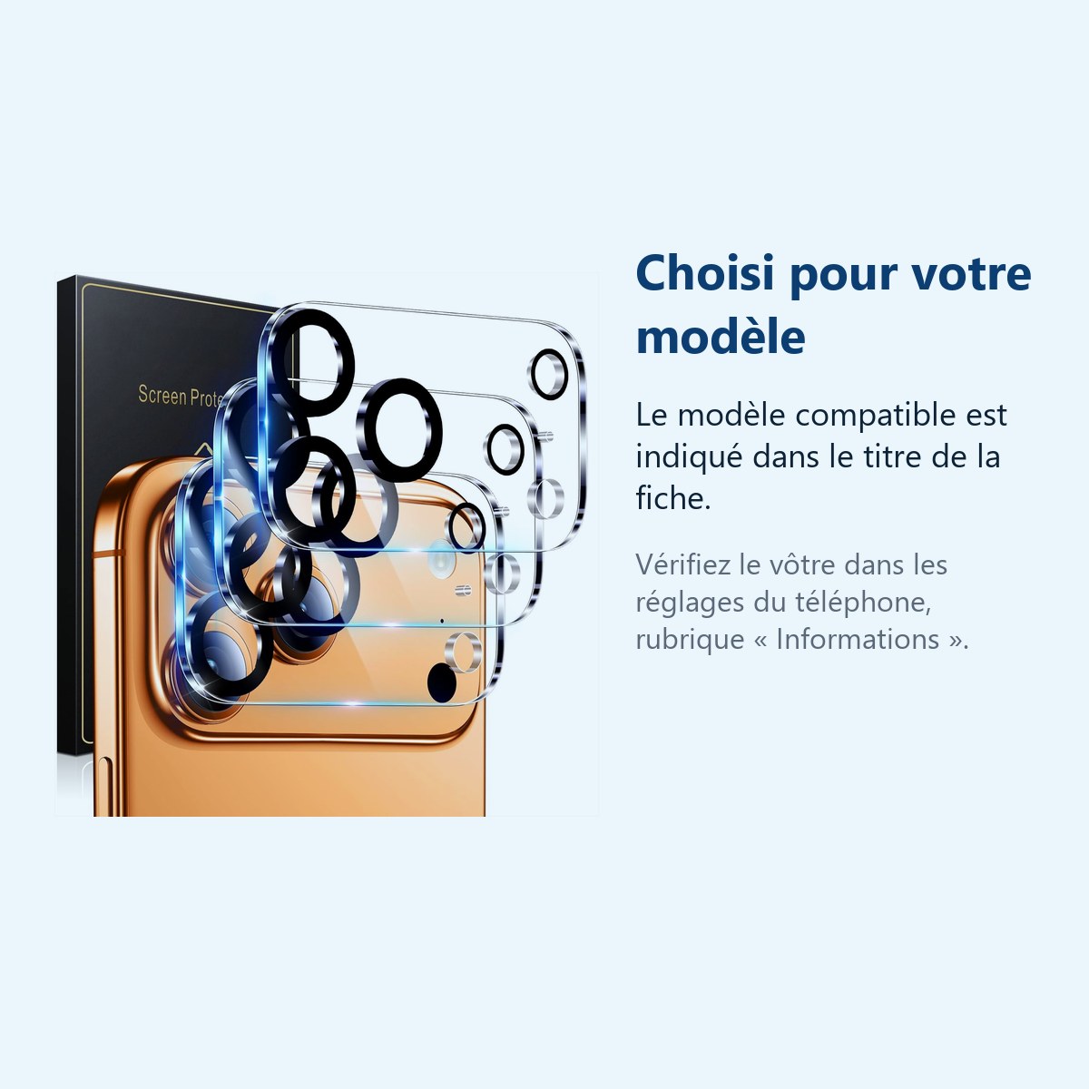 Accessoire ajusté au modèle exact – Verres Protection Camera Arriere Transparent X3 Pour iPhone 17 Pro