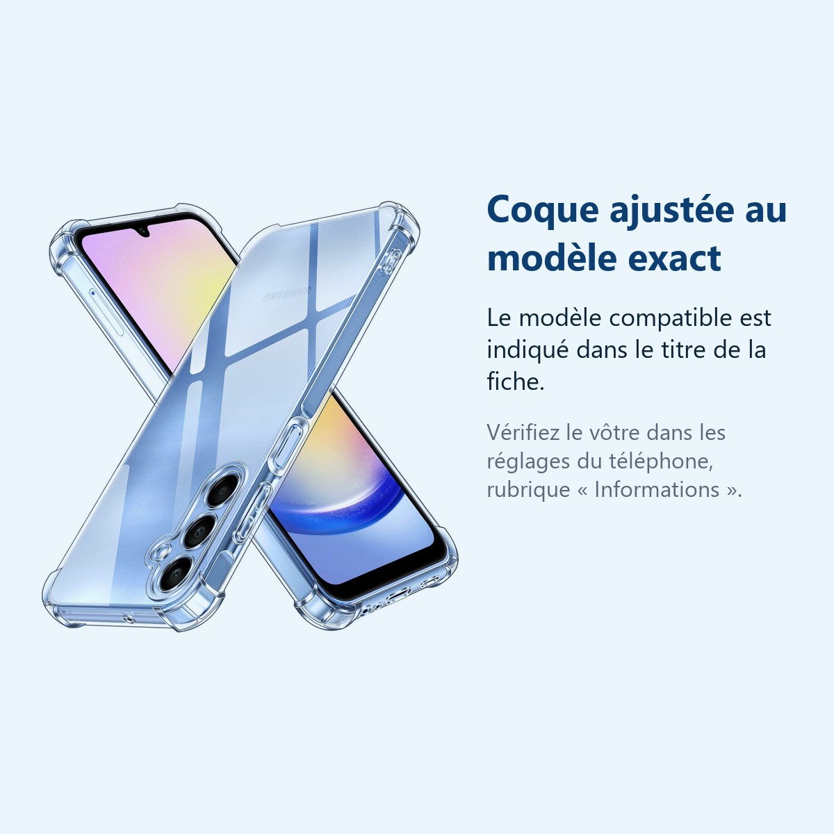 Accessoire ajusté au modèle exact – Coque Pour Samsung Galaxy A25 5G Silicone Transparente Angles Renforces