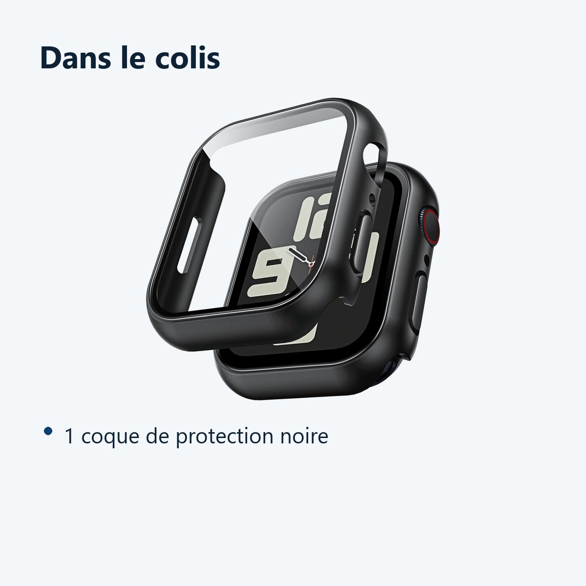 Contenu du colis – Coque de protection rigide pour Apple Watch 40mm Couleur Noir