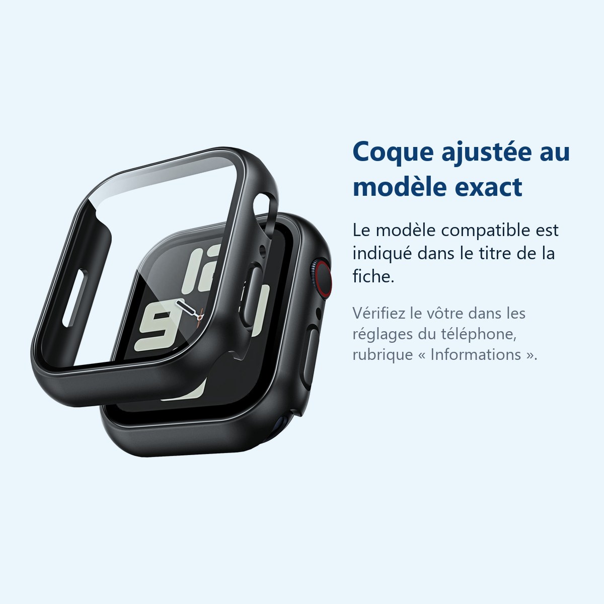 Accessoire ajusté au modèle exact – Coque de protection rigide pour Apple Watch 40mm Couleur Noir
