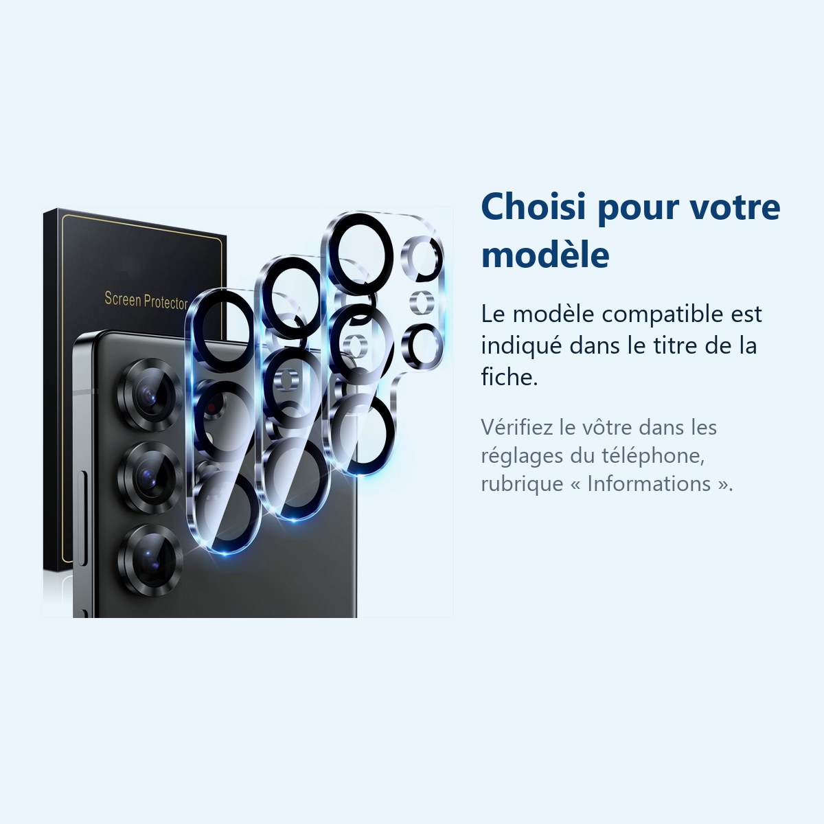 Accessoire ajusté au modèle exact – Verres Protection Camera Arriere Transparent X3 Pour Samsung Galaxy S25 Ultra