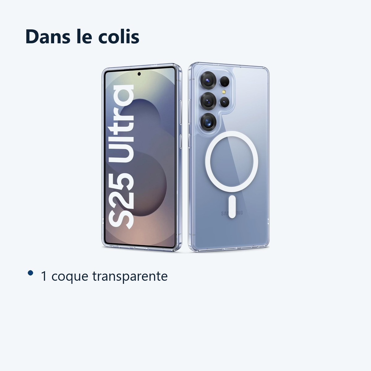 Contenu du colis – Coque Silicone Transparente Compatible Magsafe Pour Samsung Galaxy S25 Ultra