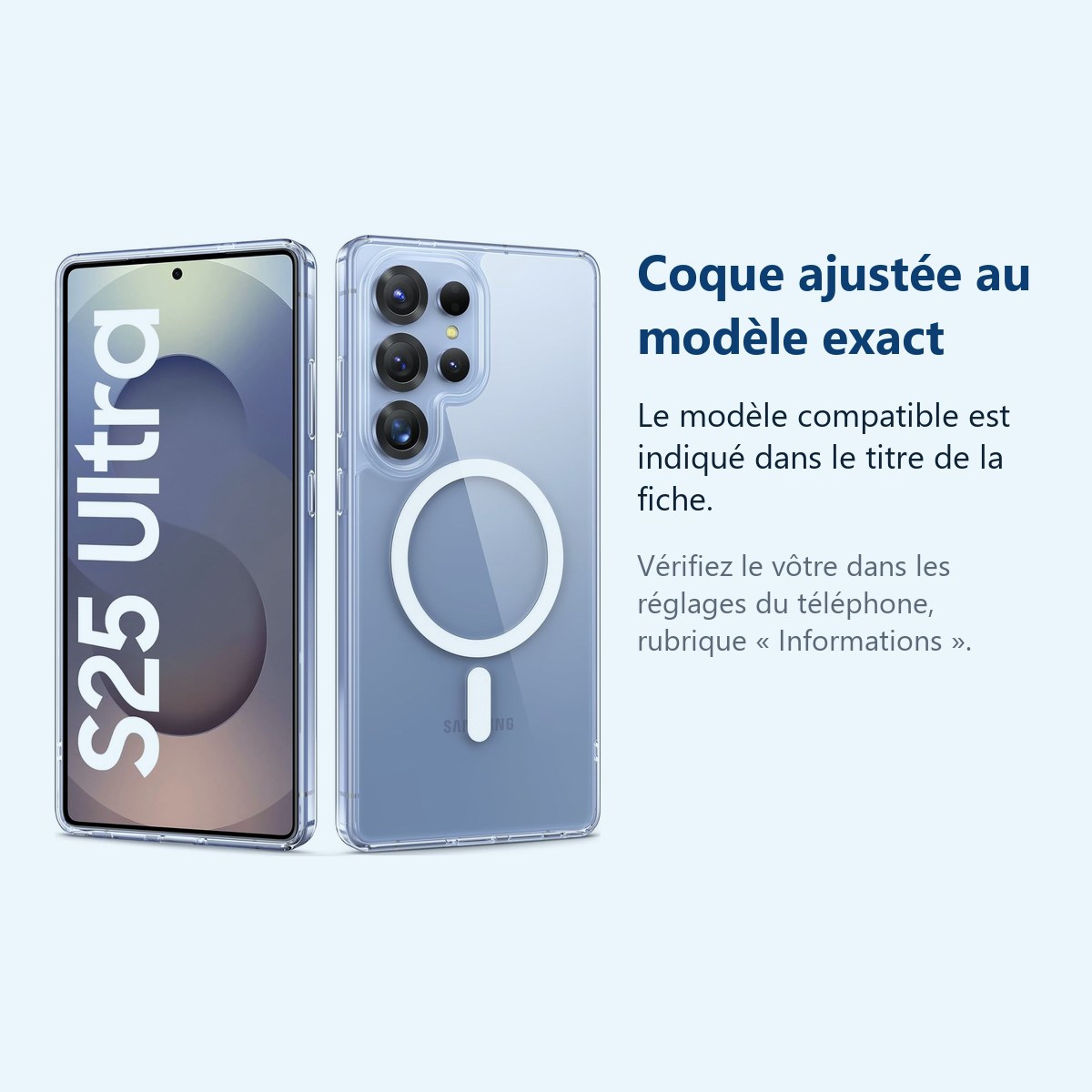 Accessoire ajusté au modèle exact – Coque Silicone Transparente Compatible Magsafe Pour Samsung Galaxy S25 Ultra