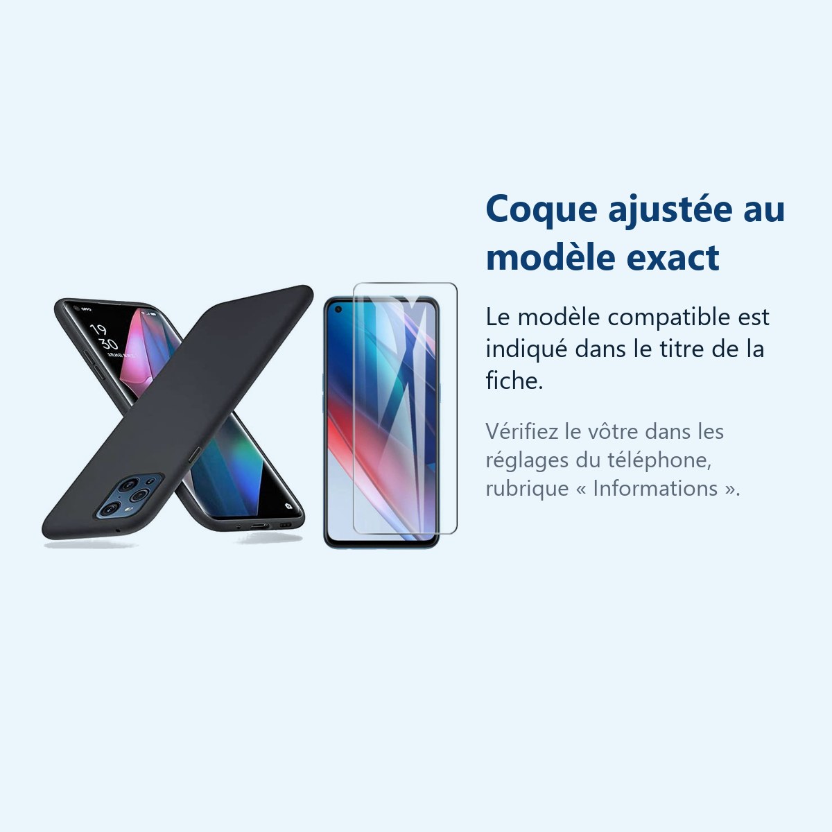 Accessoire ajusté au modèle exact – Coque Silicone Noir + Verre Trempe Pour Oppo Find X3 Lite