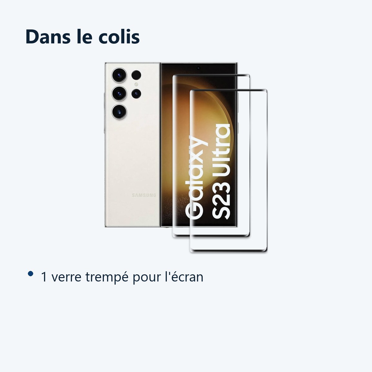 Contenu du colis – Verre Trempé pour Samsung Galaxy S23 Ultra (6,8 pouces) [Pack 2] Film Vitre Protection Ecran