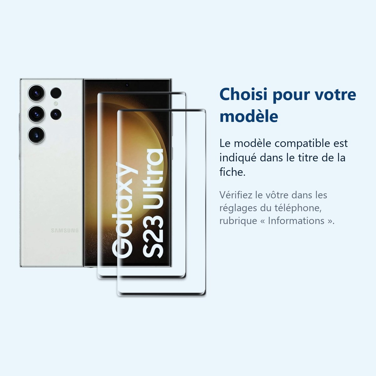 Accessoire ajusté au modèle exact – Verre Trempé pour Samsung Galaxy S23 Ultra (6,8 pouces) [Pack 2] Film Vitre Protection Ec