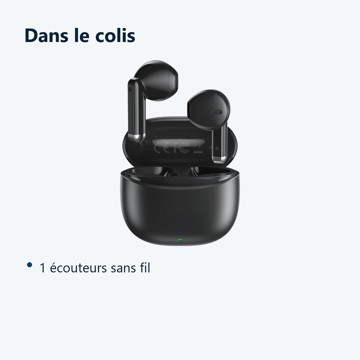 Contenu du colis – Ecouteurs Bluetooth TWS Noir sans Fil Pour iPhone 17/ 16 / 15 / 14 / Pro / Plus / Pro Max / Air -