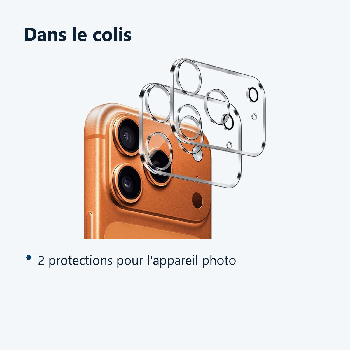 Contenu du colis – Verres Protection Camera Arriere Transparent X2 Pour iPhone 17 Pro