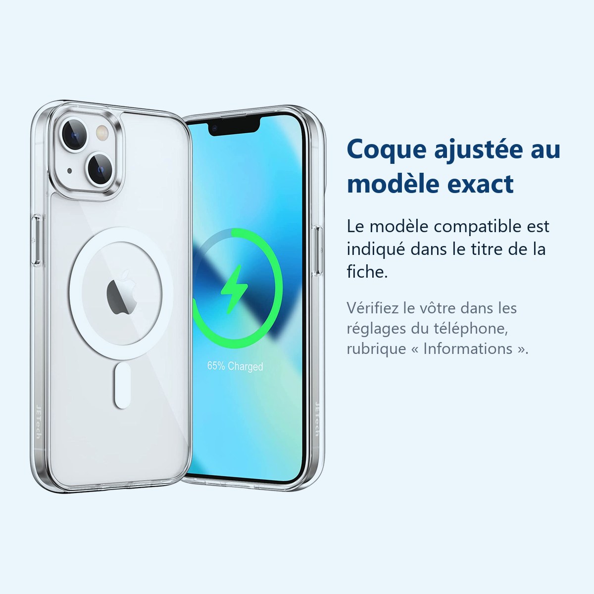 Accessoire ajusté au modèle exact – Coque Silicone Transparente Compatible Magsafe Pour iPhone 13