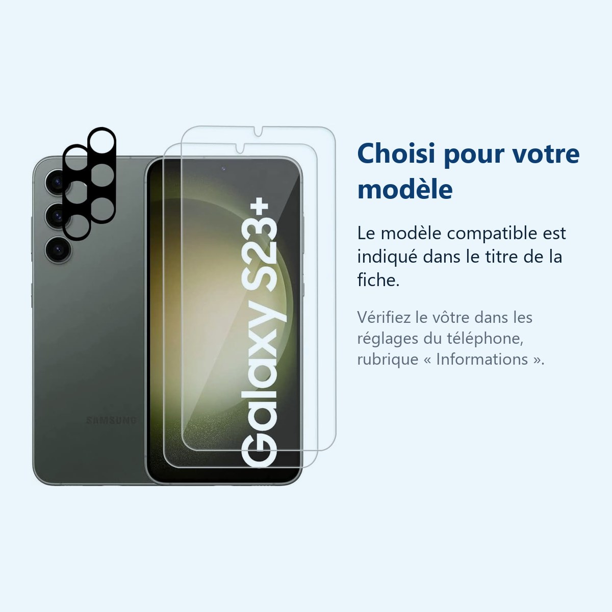 Accessoire ajusté au modèle exact – Verres Trempes et Protections Camera Arriere X2 Pour Samsung Galaxy S23 Plus