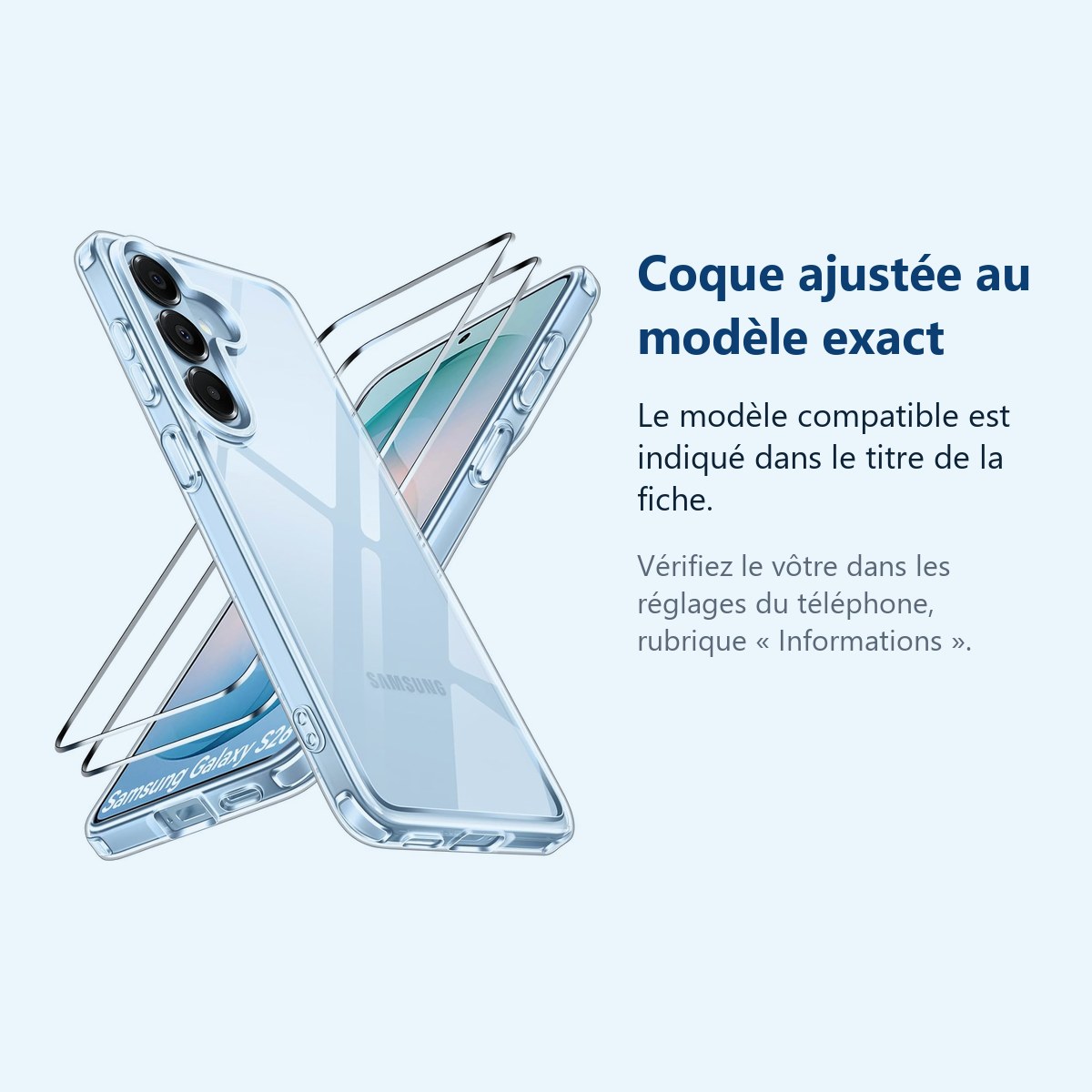 Accessoire ajusté au modèle exact – Coque Pour Samsung Galaxy S26 Silicone Transparente Angles Renforces + 2 Verres Trempes