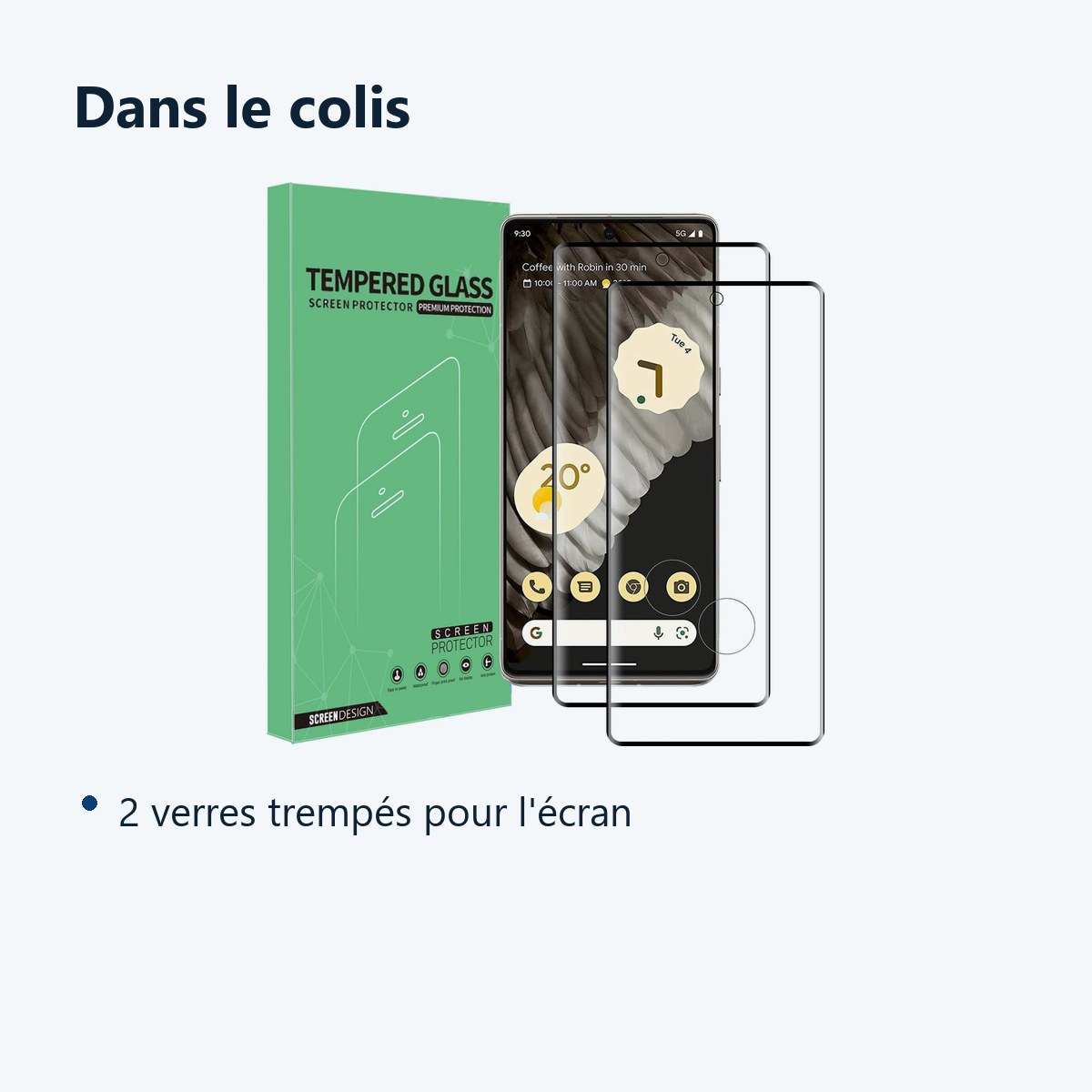 Contenu du colis – X2 Verres Trempes Pour Google Pixel 7 Pro