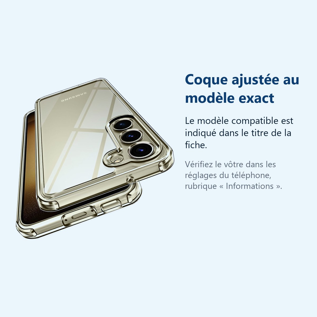 Accessoire ajusté au modèle exact – Coque antichoc pour Samsung Galaxy S23 Plus (6,6 pouces)