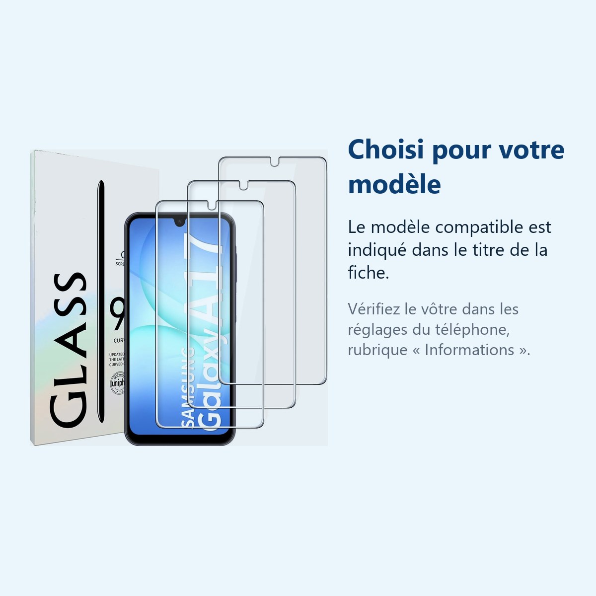 Accessoire ajusté au modèle exact – Verres Trempes X3 Pour Samsung Galaxy A17