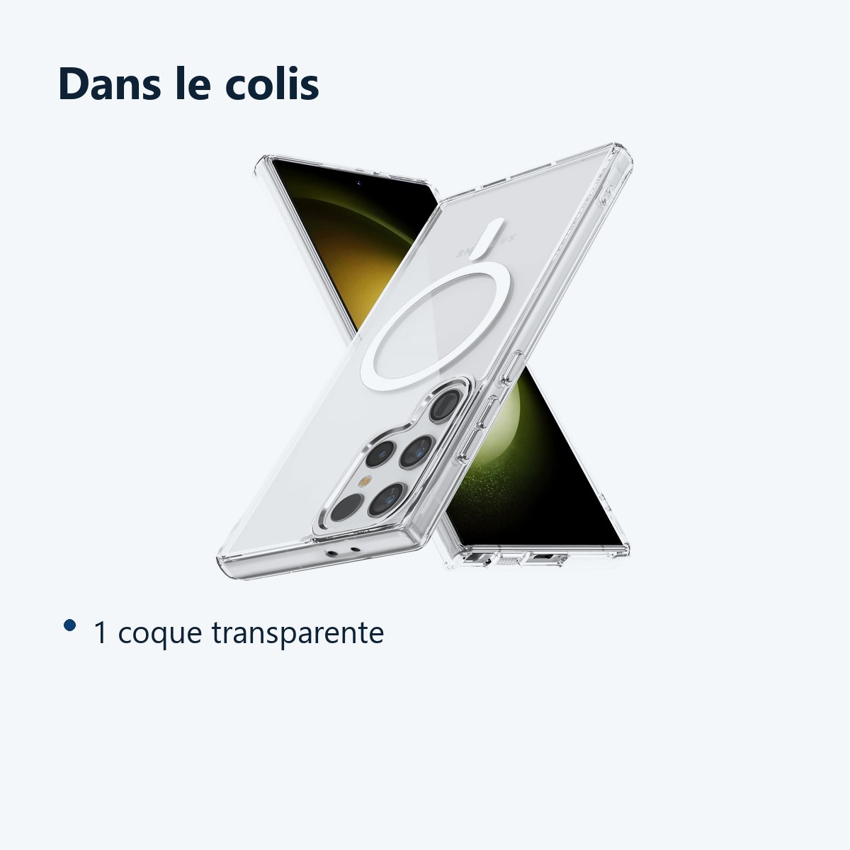 Contenu du colis – Coque Silicone Transparente Compatible Magsafe Pour Samsung Galaxy S24 Ultra