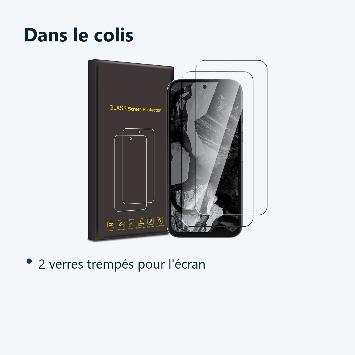 Contenu du colis – Verres Trempes X2 Pour Google Pixel 8a