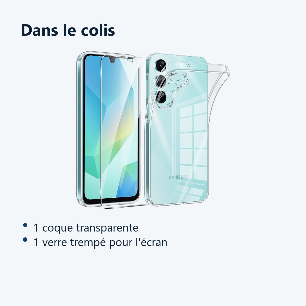 Contenu du colis – Coque Silicone Transparente + Verre Trempe Pour Samsung Galaxy A16