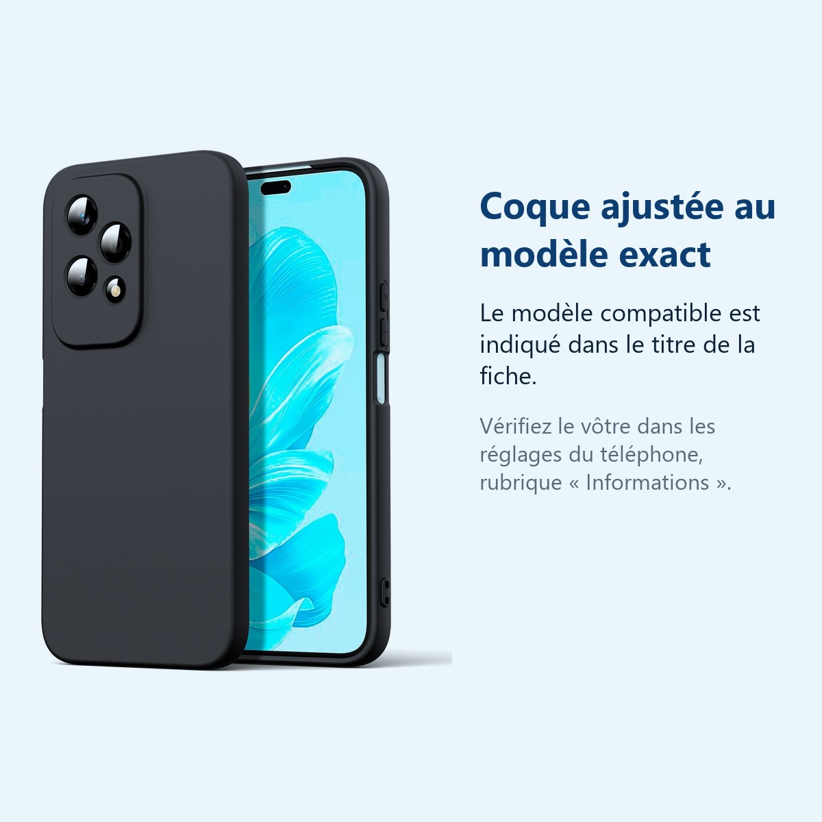 Accessoire ajusté au modèle exact – Coque Silicone Noir Pour Honor 200 Lite