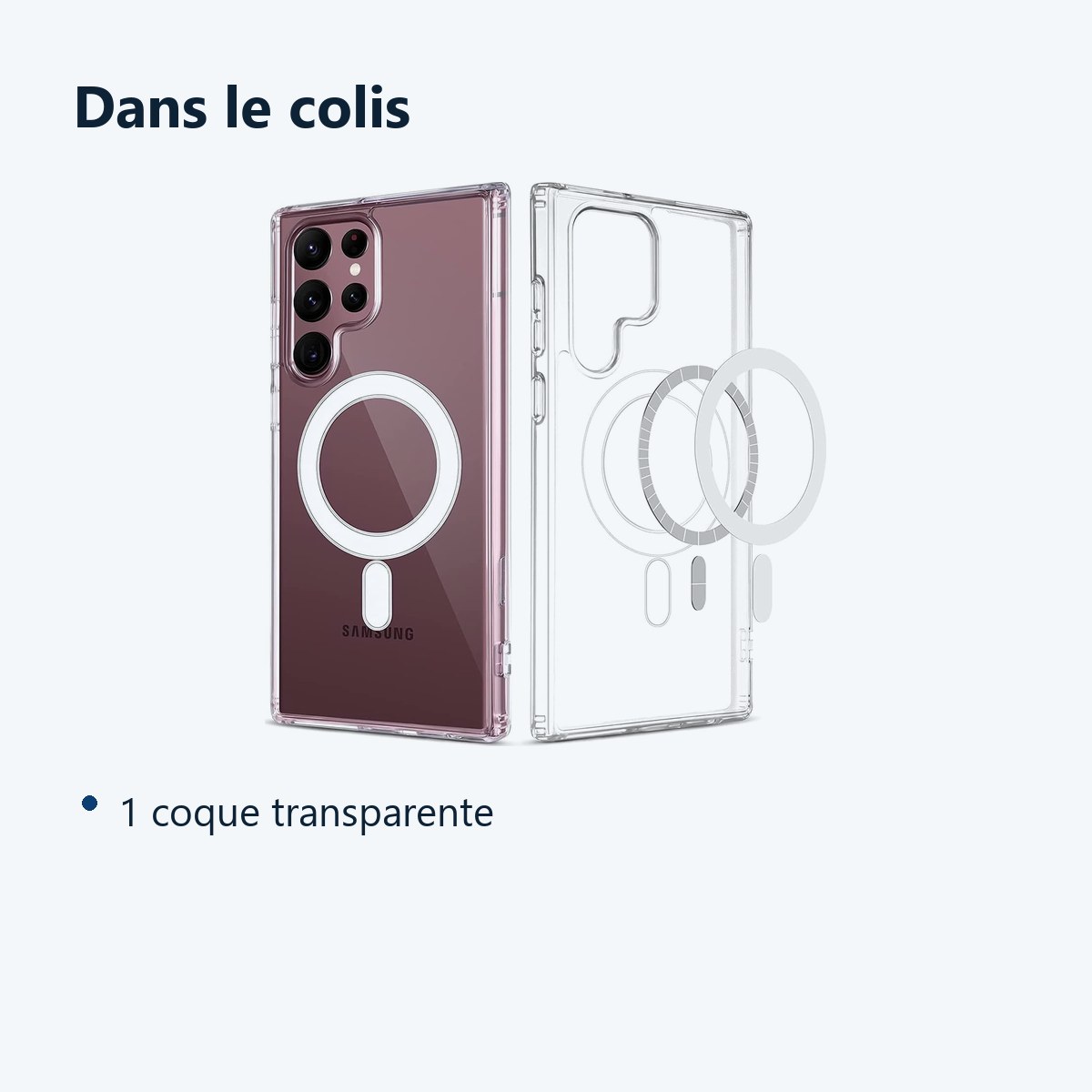 Contenu du colis – Coque Silicone Transparente Compatible Magsafe Pour Samsung Galaxy S22 Ultra