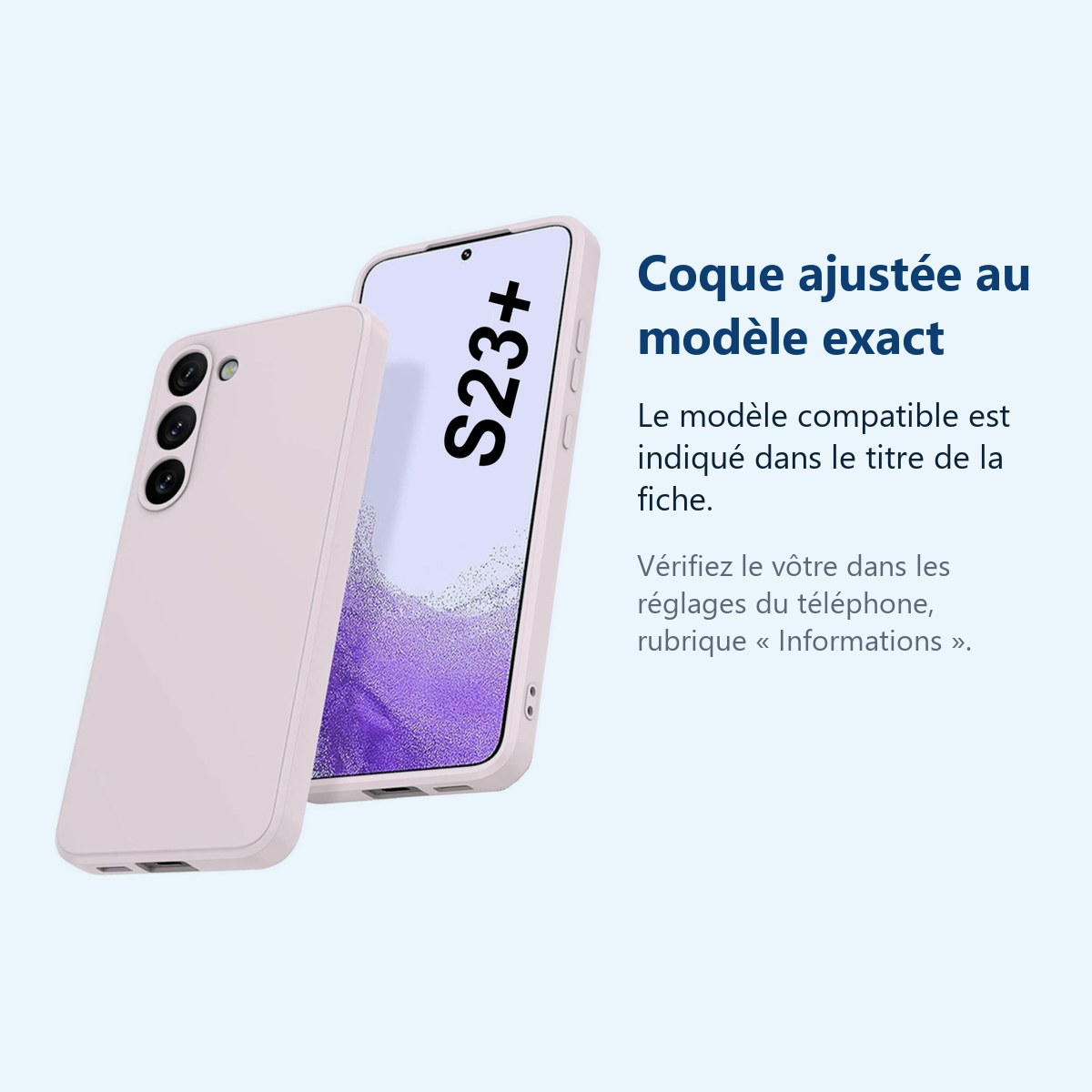 Accessoire ajusté au modèle exact – Coque Silicone Rose Pour Samsung Galaxy S23 Plus 5G