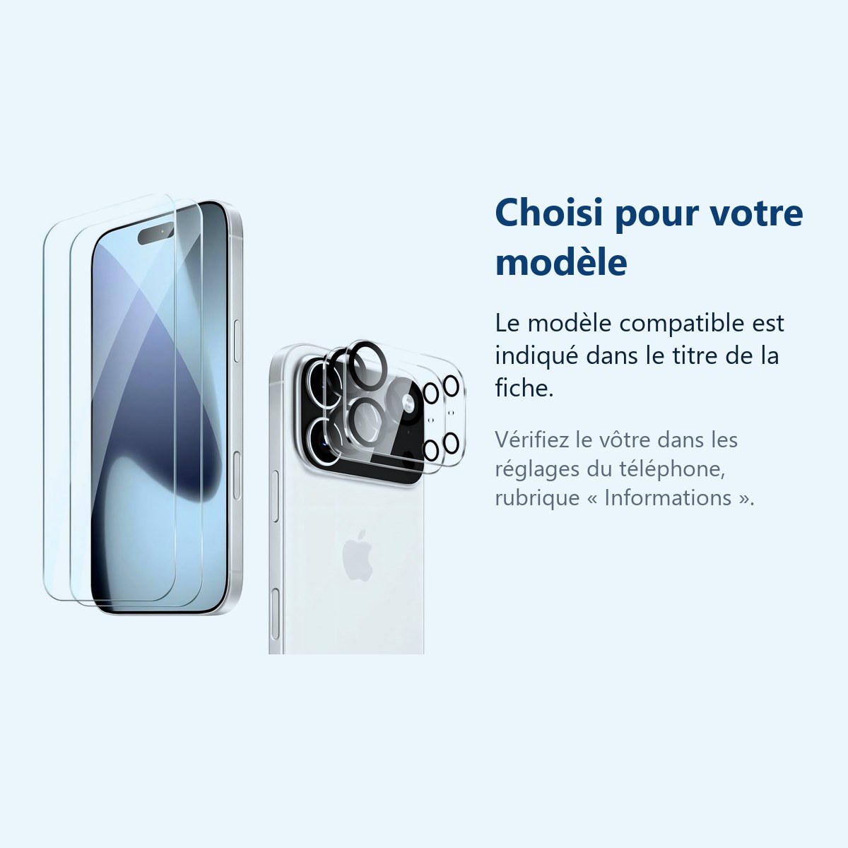 Accessoire ajusté au modèle exact – Verres Trempes et Protections Camera Arriere Transparent X2 Pour iPhone 17 Pro
