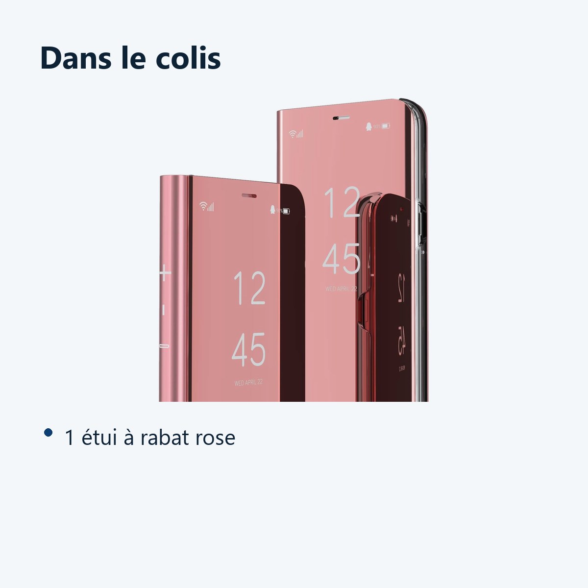 Contenu du colis – Coque Folio Rabat Miroir Pour Samsung Galaxy S23 Plus Couleur Rose