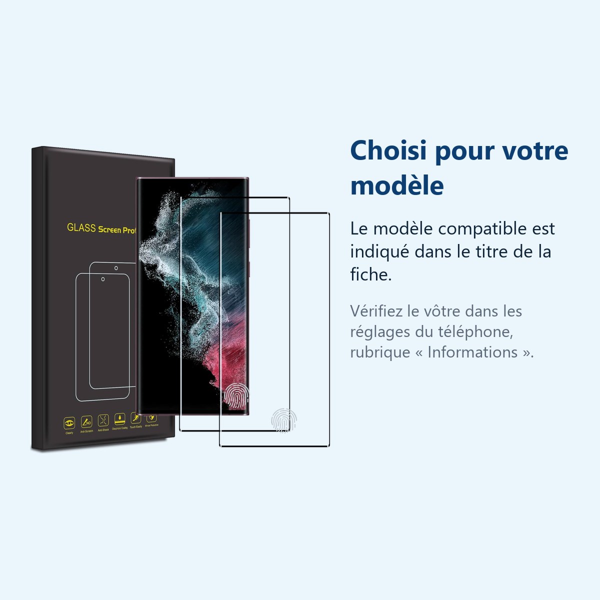 Accessoire ajusté au modèle exact – Verre Trempé pour Samsung Galaxy S22 Ultra (6,8 pouces) [Pack 2] Film Vitre Protection Ec