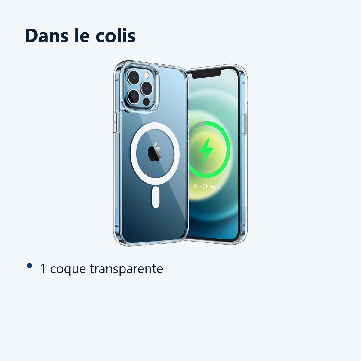 Contenu du colis – Coque Silicone Transparente Compatible Magsafe Pour iPhone 12 Pro Max