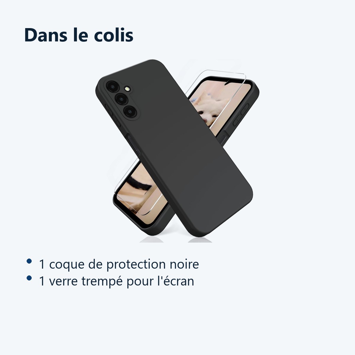 Contenu du colis – Coque Noir pour Samsung Galaxy A54 5G (6,4 pouces) et Verre Trempé Film Protection Ecran
