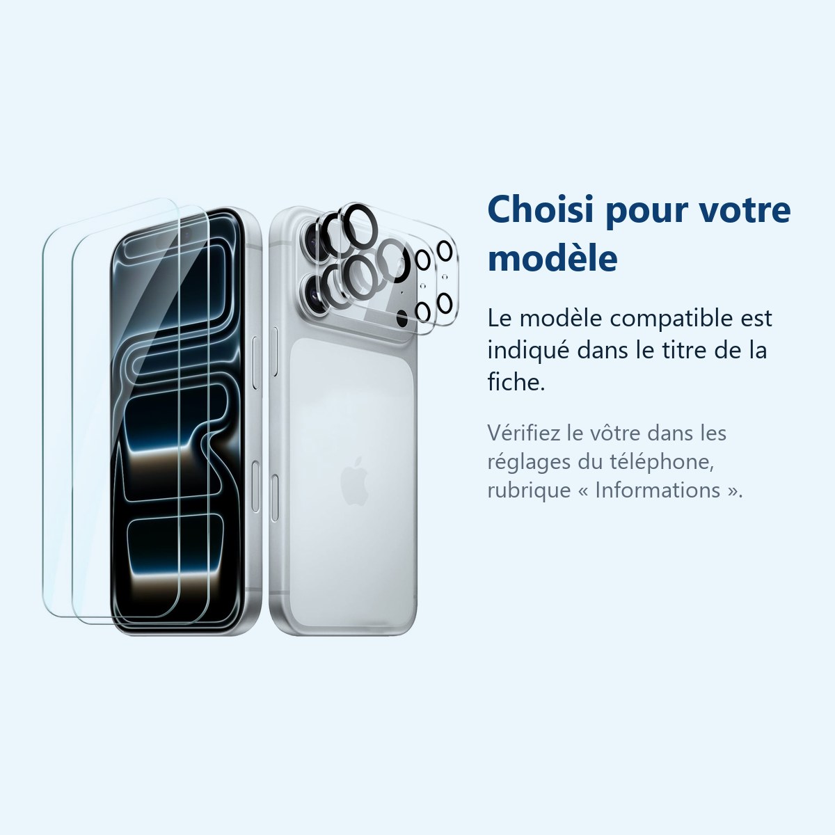 Accessoire ajusté au modèle exact – Verres Trempes et Protections Camera Arriere Transparent X2 Pour iPhone 17 Pro Max
