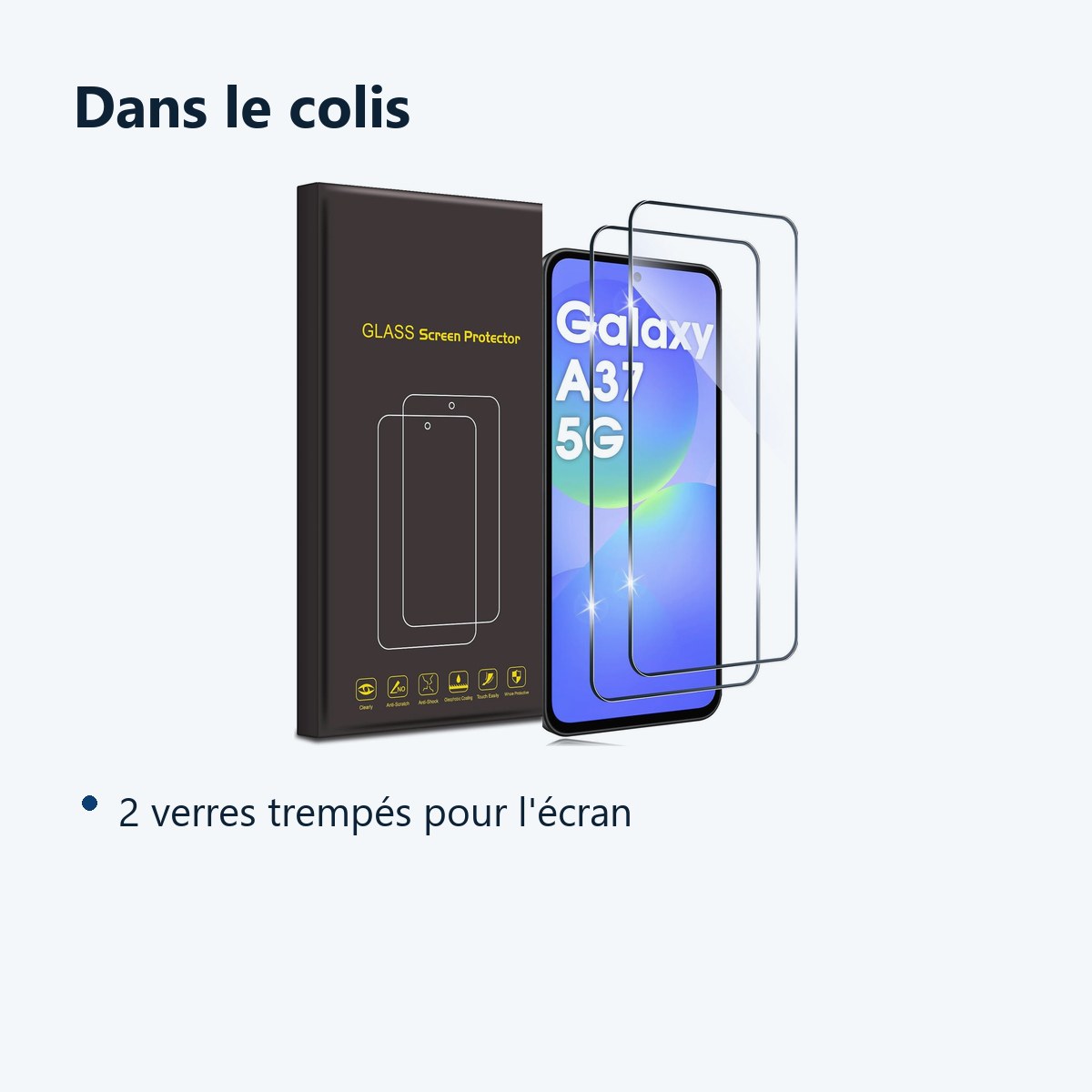 Contenu du colis – Verres Trempes X2 Pour Samsung Galaxy A37 5G