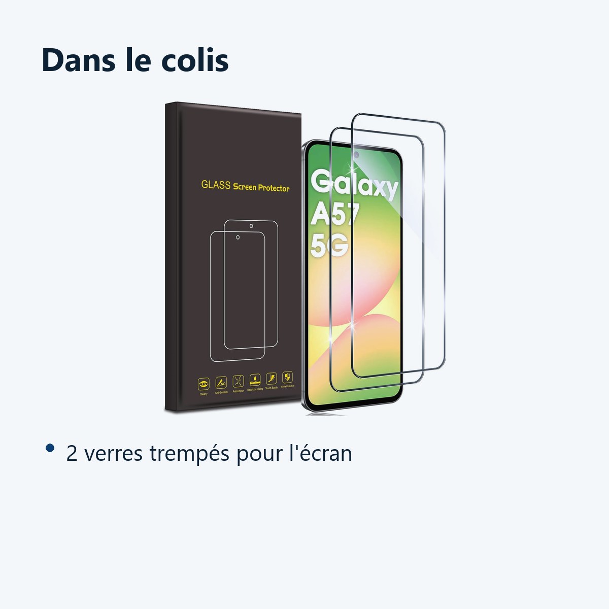Contenu du colis – Verres Trempes X2 Pour Samsung Galaxy A57 5G