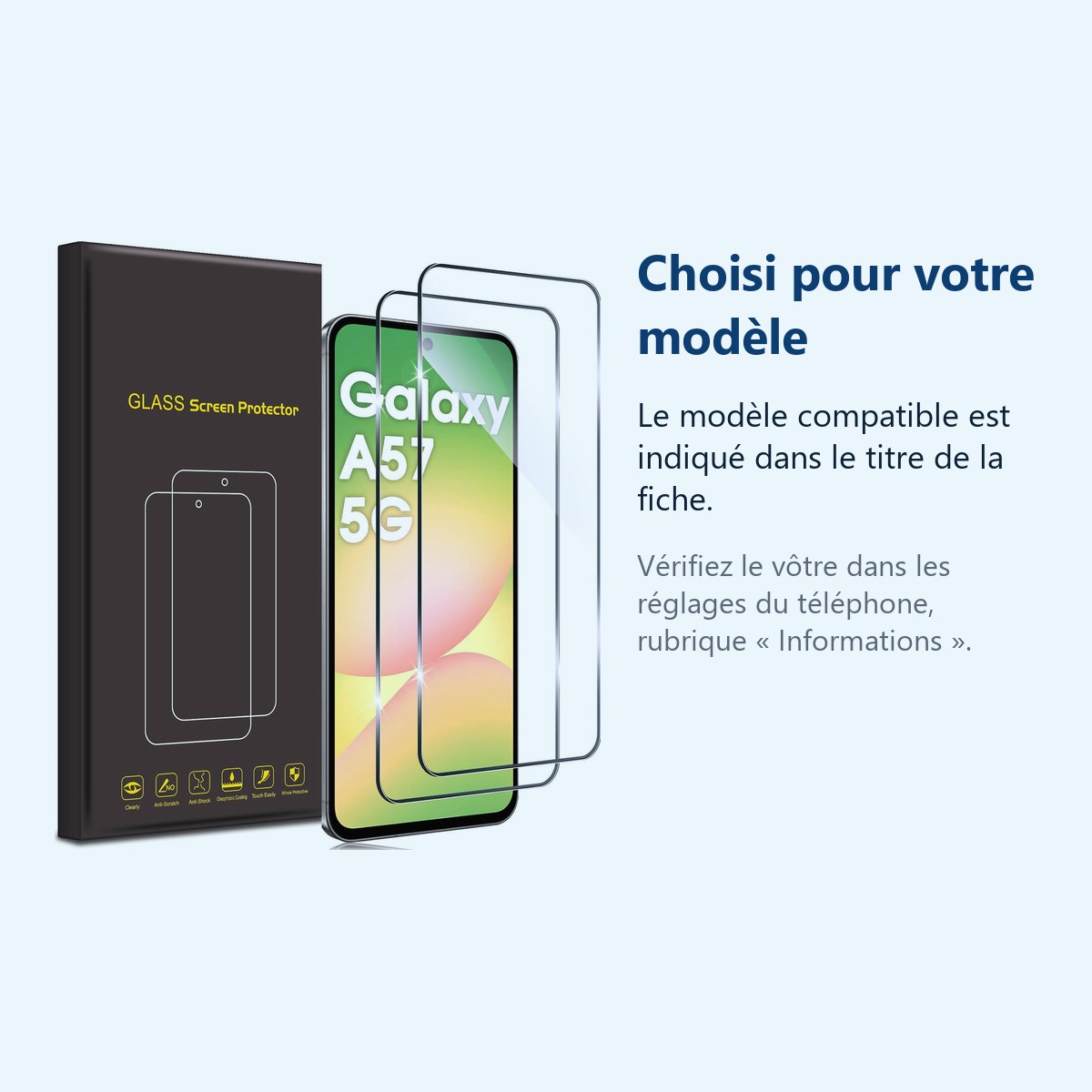 Accessoire ajusté au modèle exact – Verres Trempes X2 Pour Samsung Galaxy A57 5G