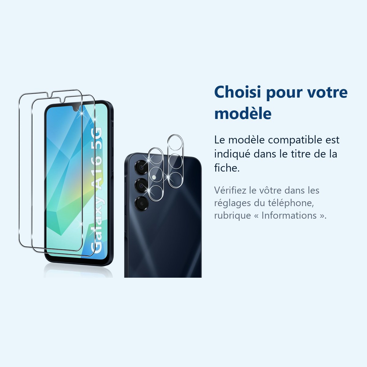 Accessoire ajusté au modèle exact – Verres Trempes et Protections Camera Arriere Transparent X2 Pour Samsung Galaxy A16